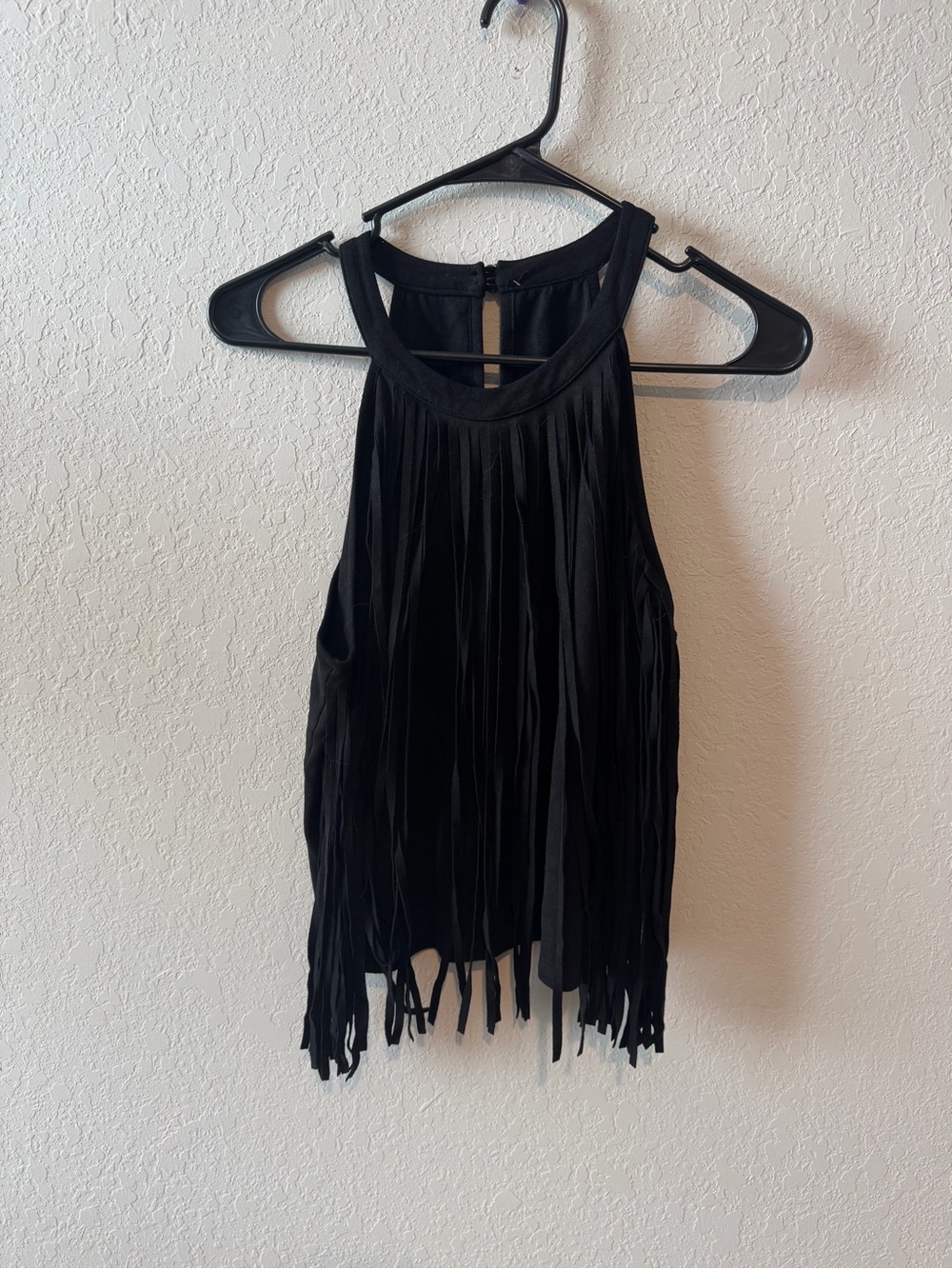 Women's Black Fringe Tank Top with Racerback